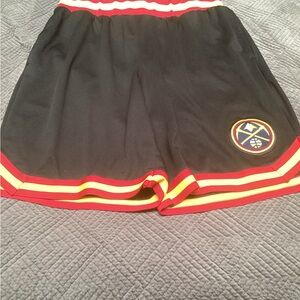 Denver Nuggets Retro Black Basketball Shorts with Red & Yellow Trim. 41